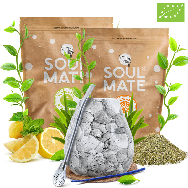 Zestaw Yerba Mate Soul Mate Organica 2x500g 1kg Tykwa + Bombilla