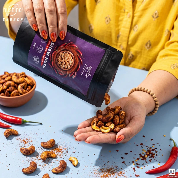 Nustino Crunch – prażone orzechy nerkowca – Hot & Bold Chilli 200 g