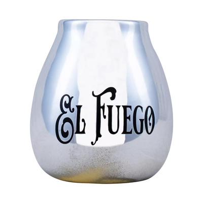 (II. kategoria) Tykwa Ceramiczna z logo El Fuego (srebrna) 350 ml