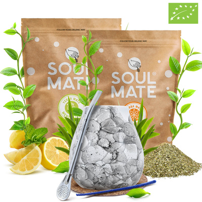 Zestaw Yerba Mate Soul Mate Organica 2x500g 1kg Tykwa + Bombilla