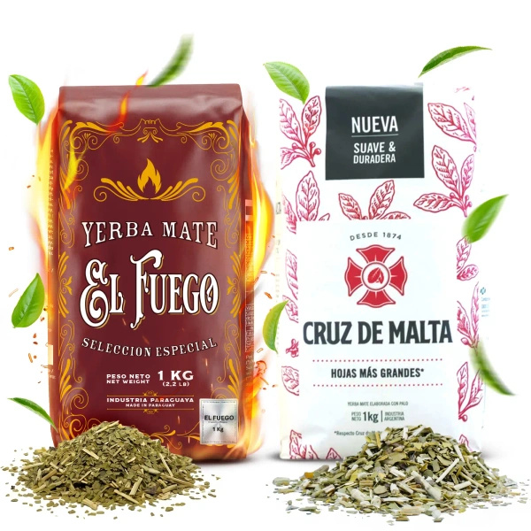 Zestaw Yerba Mate Elaborada: El Fuego 1kg + Cruz de Malta 1kg