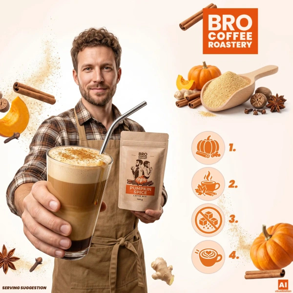 Zestaw do Pumpkin Spice Latte: kawa Bro Coffee Roastery Brazil Cerrado 1kg + Pumpkin Spice Latte Mix 100g