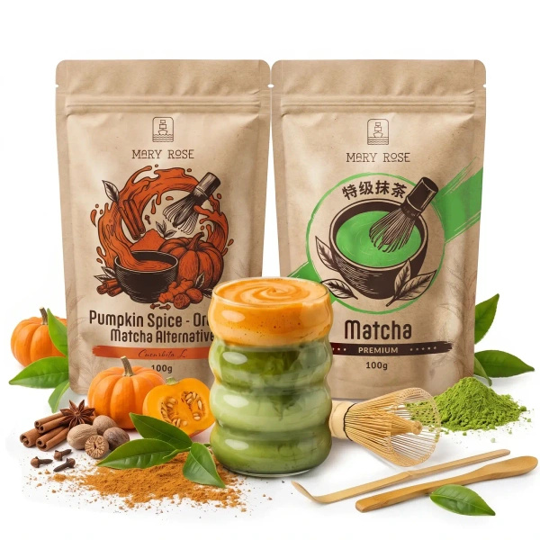 Zestaw do kolorowego Matcha Latte: Matcha + Orange Matcha + akcesoria