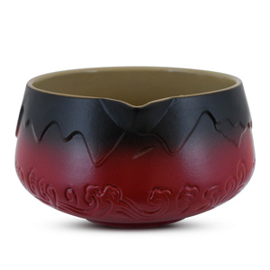 (II. kategoria)  Matchawan – Ceramiczna miseczka do matchy z dzióbkiem – Mountain (czerwona)