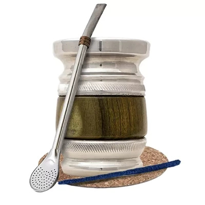 Matero PALO SANTO + Bombilla Anillo do Yerba mate
