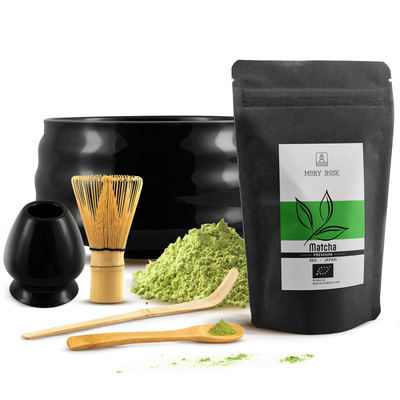 Zestaw PREMIUM do parzenia herbaty matcha: japońska matcha BIO premium 30g + akcesoria