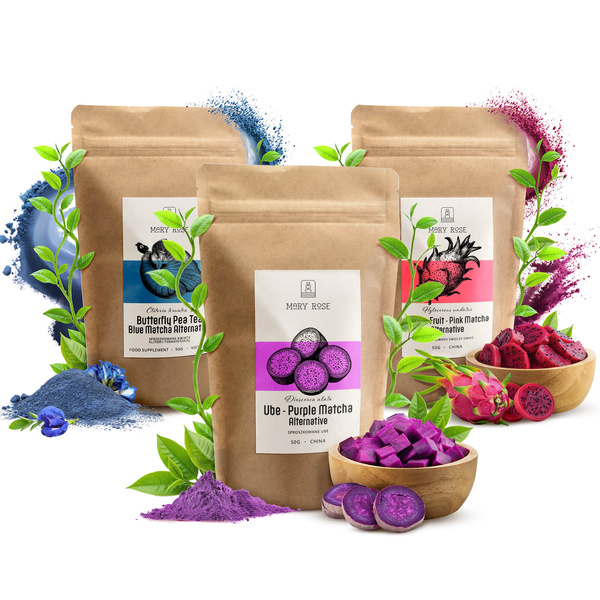 Zestaw Kolorowe Matche: Blue Matcha + Pink Matcha + Purple Matcha