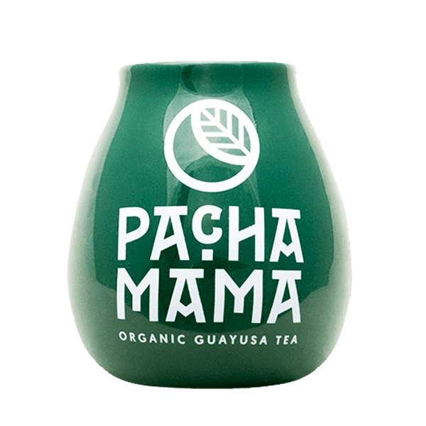 Zielona tykwa ceramiczna z logo Pachamama 350 ml