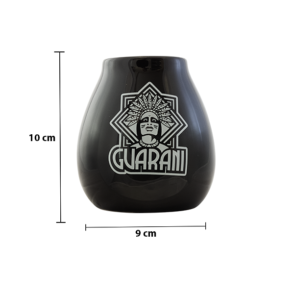 (II. kategoria) Tykwa Ceramiczna czarna z logo Guarani - 350ml