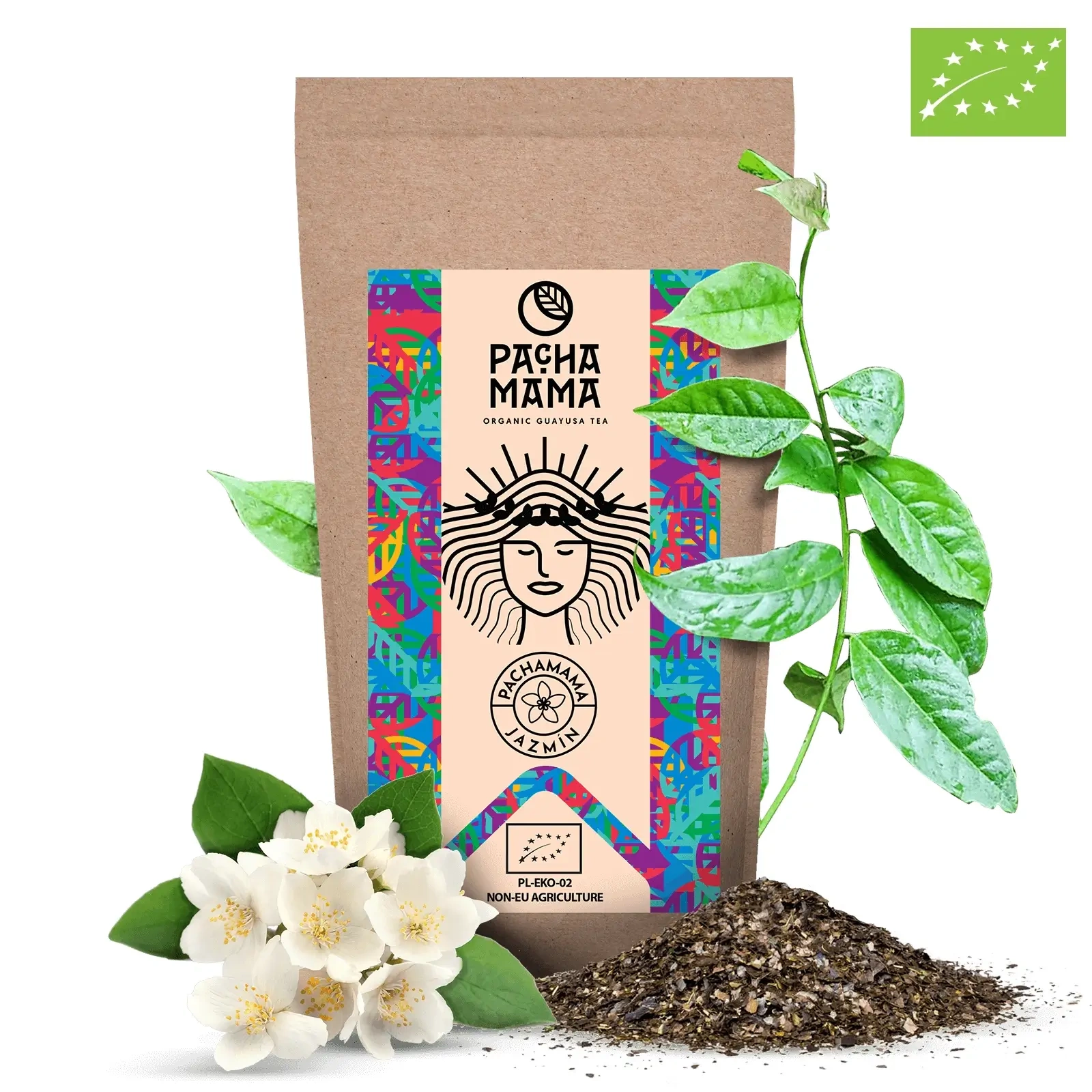 Guayusa Pachamama Jazmín - zbliżenie na susz