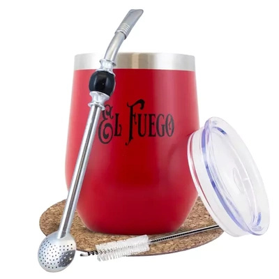 Czerwony zestaw TERMOLID yerba mate El Fuego PRO
