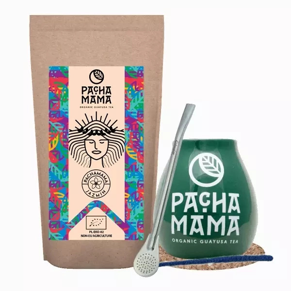 Zestaw Guayusa Pachamama Jazmín 100g + Matero + Bombilla