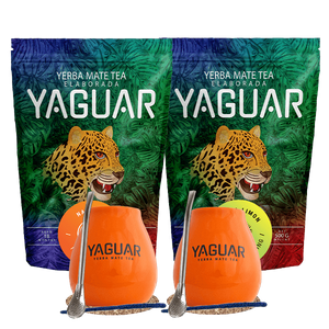 Zestaw Startowy dla dwojga Yerba Mate Yaguar Naranja 500g + Yaguar Menta Limon 500g