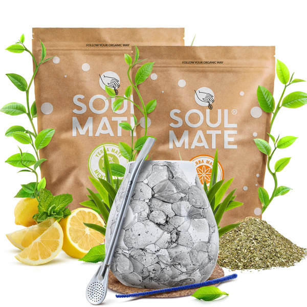 Zestaw Yerba Mate Soul Mate Organica 2x500g 1kg Tykwa + Bombilla