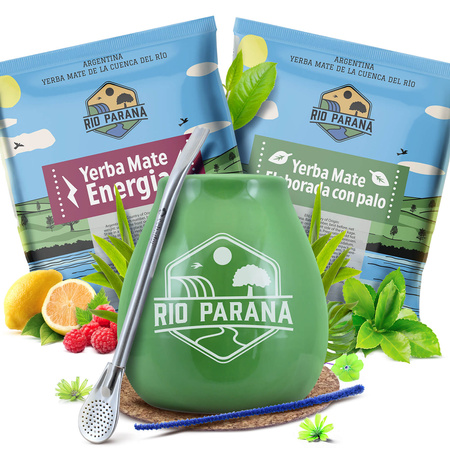Zestaw yerba mate Rio Parana 2x50g Tykwa + Bombilla