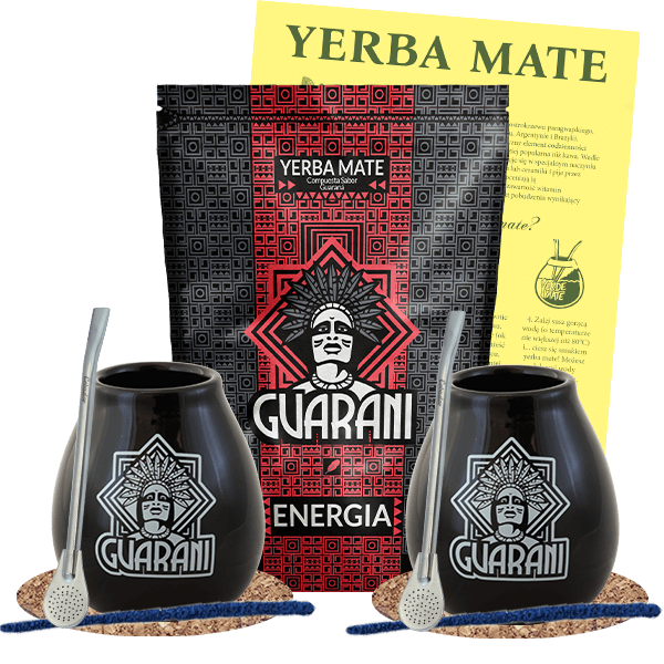 Zestaw Startowy Yerba Mate dla Dwojga: Guarani Energia 500g + 2x Matero + 2x Bombilla