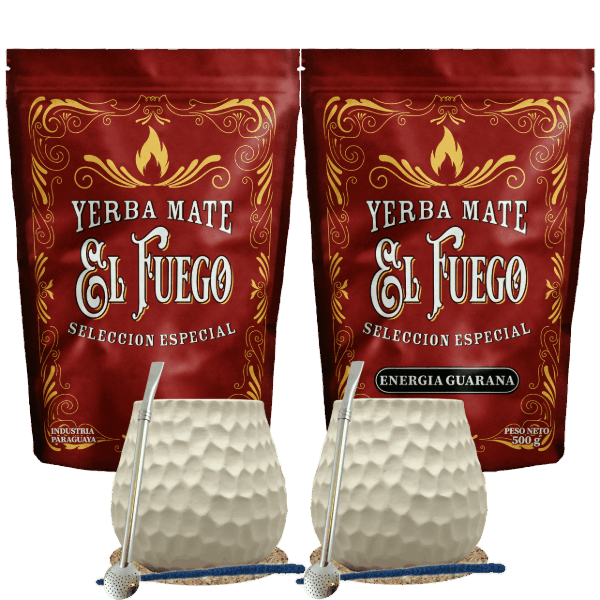 Zestaw Startowy dla dwojga Yerba Mate El Fuego 2x500g + 2x Tykwa + 2x Bombilla