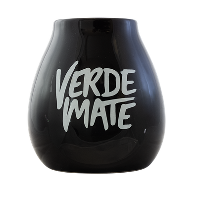 (II. kategoria) Tykwa Ceramiczna czarna z logo Verde Mate