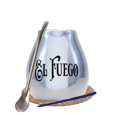 Yerba Mate BIG tykwa srebrna bombilla  El Fuego