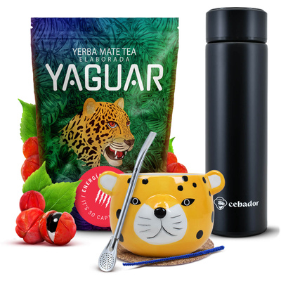 Zestaw Yerba Mate Yaguar Energia 500g Tykwa termos