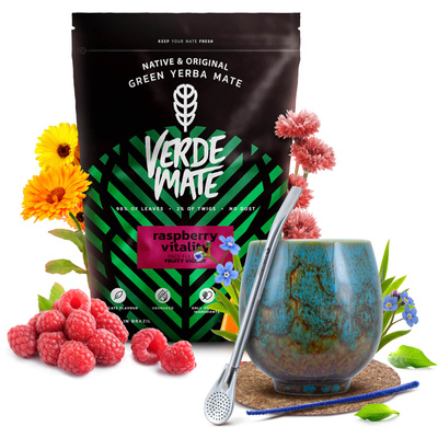 Zestaw Yerba Mate Verde Mate Raspberry 500g Tykwa + Bombilla