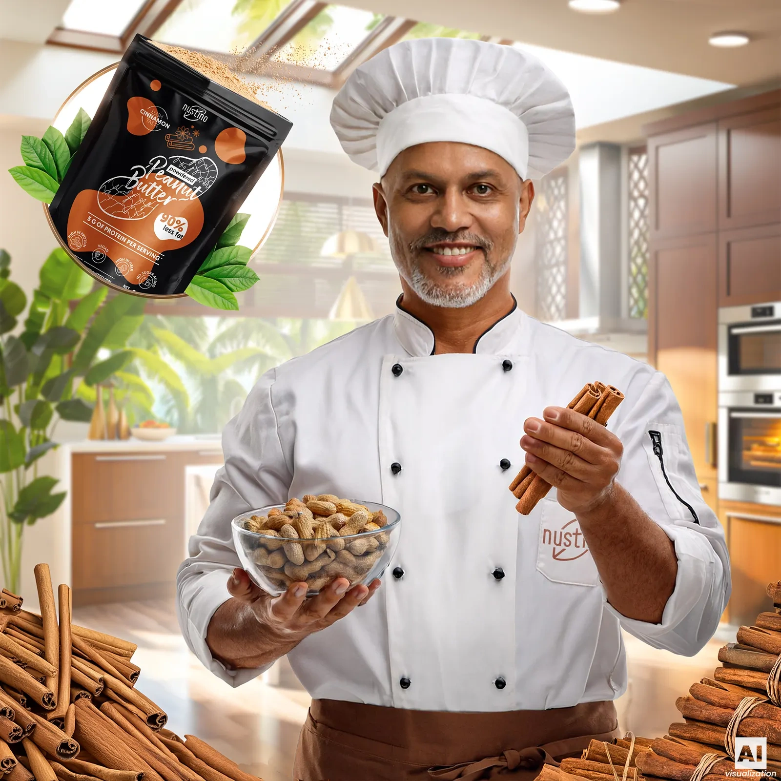 Masło orzechowe w proszku Nustino Cinnamon bez dodatku cukru