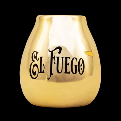 (II. kategoria) Tykwa Ceramiczna z logo El Fuego (złota) 350 ml