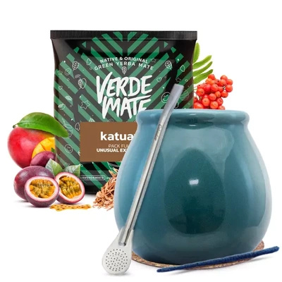 Zestaw yerba mate Verde Mate 50g + tykwa Turquesa