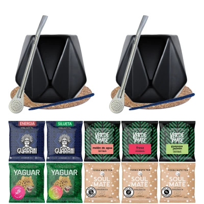 Zestaw dla Dwojga Bombilla 10x50g Tykwa Yerba Mate