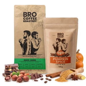 Zestaw do Pumpkin Spice Latte: kawa Bro Coffee Roastery Brazil Samba 1kg + Pumpkin Spice Latte Mix 100g