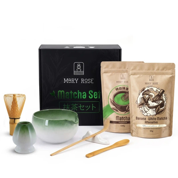 Zestaw prezentowy do kolorowego Matcha Latte: Matcha + White Matcha + akcesoria