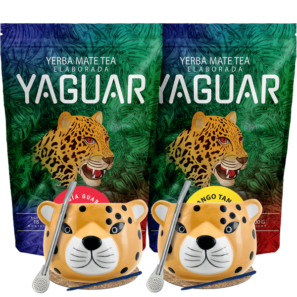 Zestaw Yerba Mate dla dwojga Bombilla Yaguar 2x500