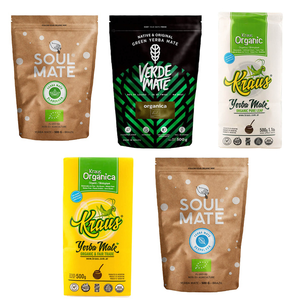 Zestaw Yerba Mate Organiczna różne rodzaje 5x0,5kg