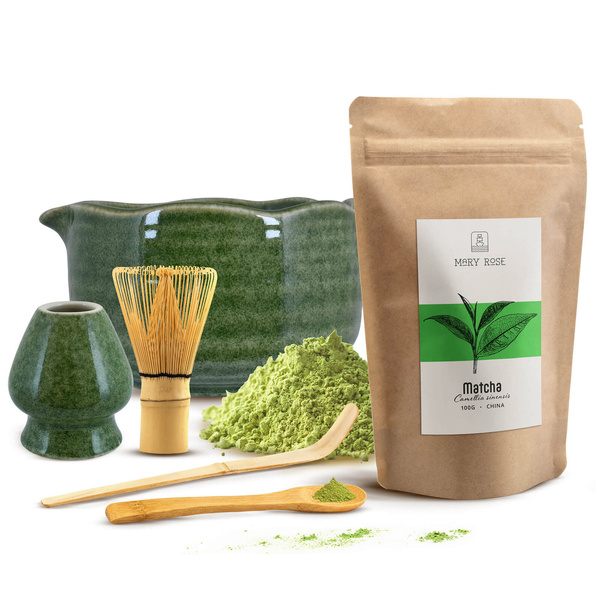 Zestaw do parzenia herbaty matcha: matcha 100g + akcesoria