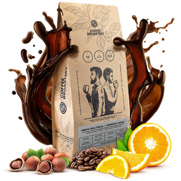 Zestaw prezentowy Bro Coffee Roastery: kawa Amico dall'Italia + krówki + kubek
