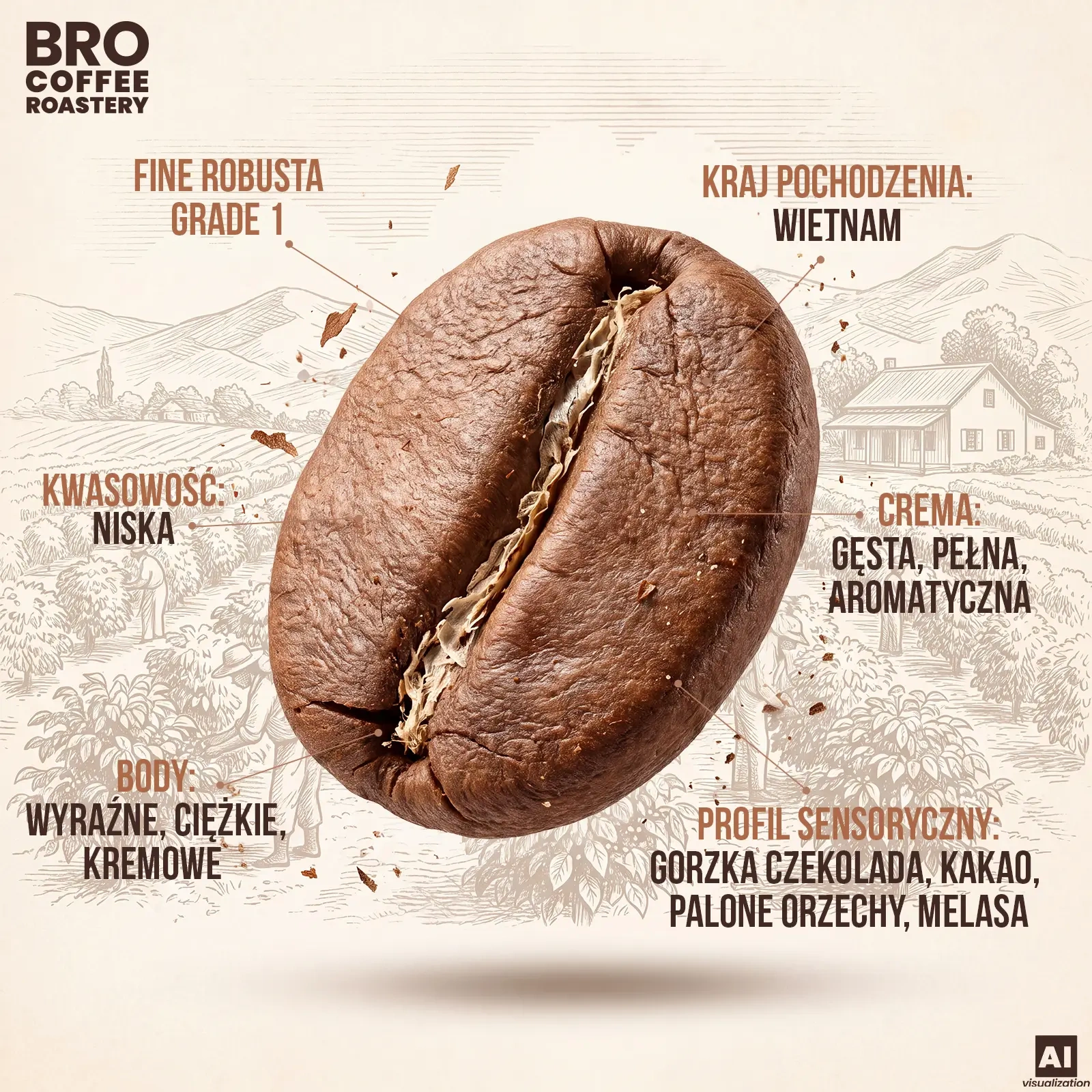 Kawa robusta - ziarna robusty Bro Coffee Roastery Pure Crema