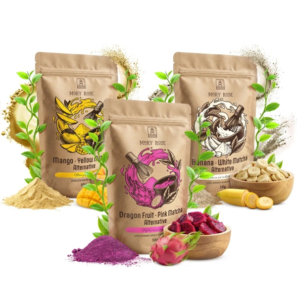 Zestaw Kolorowe Matche: Yellow Matcha + Pink Matcha + White Matcha