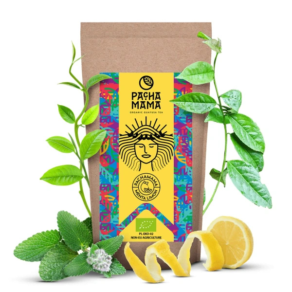 Zestaw Guayusa Pachamama Menta Limon 100g akcesoria