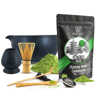 Zestaw ceremonialny do parzenia herbaty matcha: japońska matcha BIO ceremonialna 30g + akcesoria