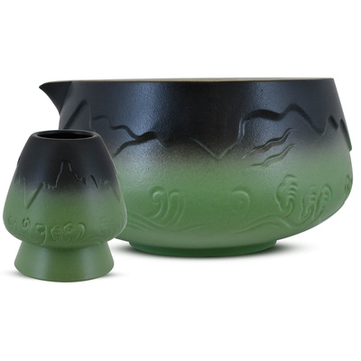 Zestaw akcesoriów do parzenia herbaty matcha - matchawan i kusenaoshi Mountain