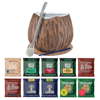 Zestaw Yerba Mate 10x50g Tykwa Kokos Bombilla 500g