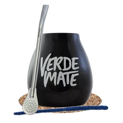 Zestaw tykwa czarna Verde Mate + bombilla