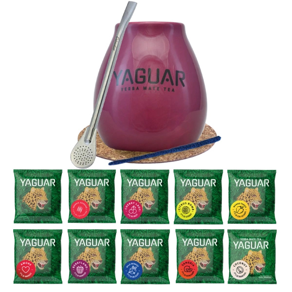 Zestaw Yerba Mate Yaguar 10x50g Tykwa Bombilla