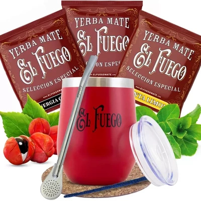 Zestaw Yerba Mate El Fuego próbki 3x50g + TermoLid + Bombilla