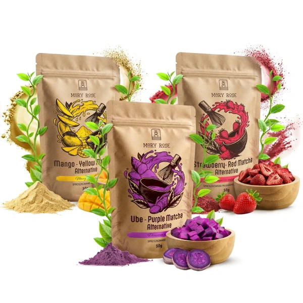 Zestaw Kolorowe Matche: Purple Matcha + Yellow Matcha + Red Matcha