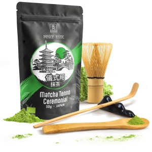 Zestaw ceremonialny do parzenia herbaty matcha: japońska matcha BIO ceremonialna 30g + akcesoria