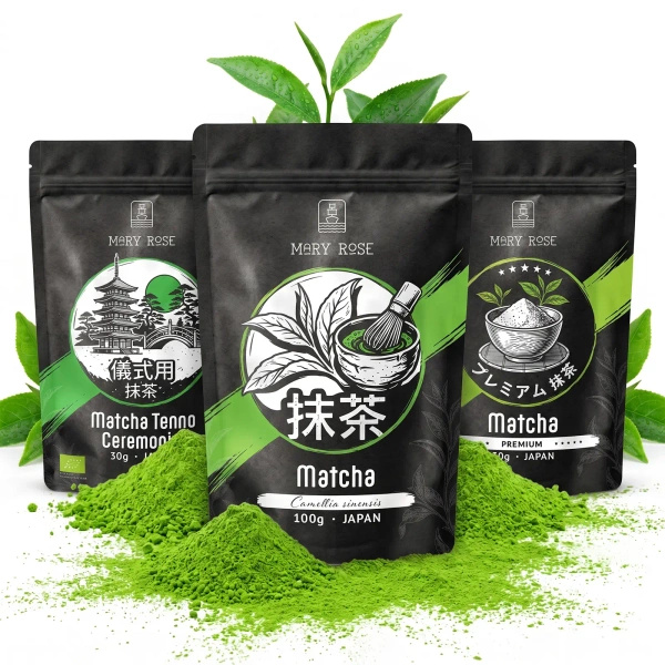 Zestaw 3 herbat matcha BIO z Japonii: ceremonialna + premium + kulinarna