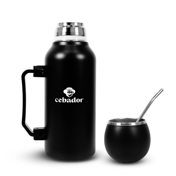YerbaGo – Termos z tykwą i bombillą 1,3 L – czarny