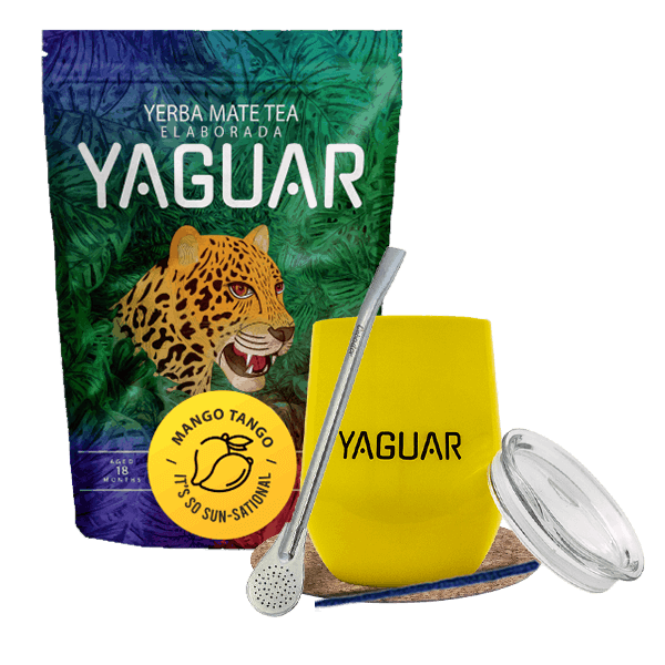 Zestaw Yerba Mate: Yaguar Mango Tango 500g + TermoLid + Bombilla