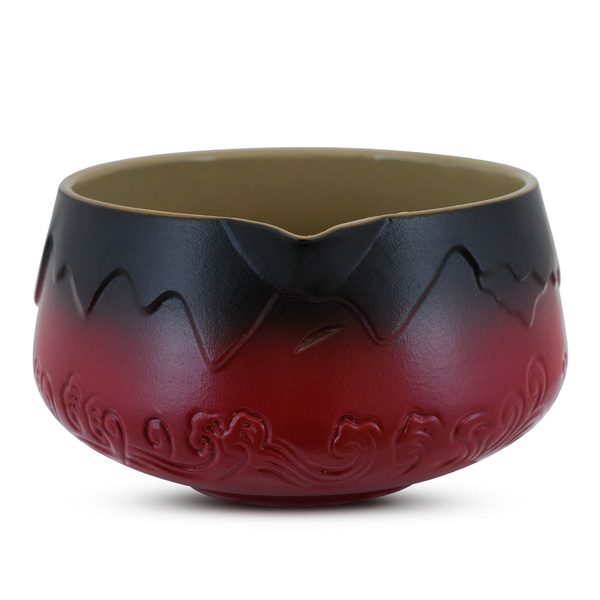 (II. kategoria)  Matchawan – Ceramiczna miseczka do matchy z dzióbkiem – Mountain (czerwona)